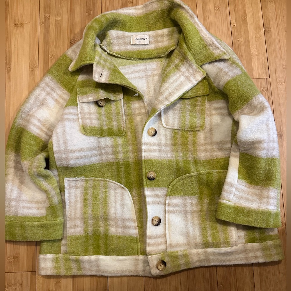 La Garconne Green and Cream Plaid Jacket